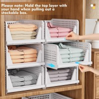 Snslxh 5 Pack Stackable Closet Storage Basket Multifunctional Foldable Closet Organizer For Bathroom Kitchen Laundry Room War