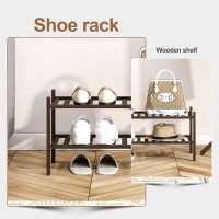 Filwh Bamboo Shoe Rack Stackable Shoe Shelf Storage Organizer For Unit Entryway Hallway And Closet Sturdy Freestanding Shoe Shel