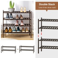 Filwh Bamboo Shoe Rack Stackable Shoe Shelf Storage Organizer For Unit Entryway Hallway And Closet Sturdy Freestanding Shoe Shel