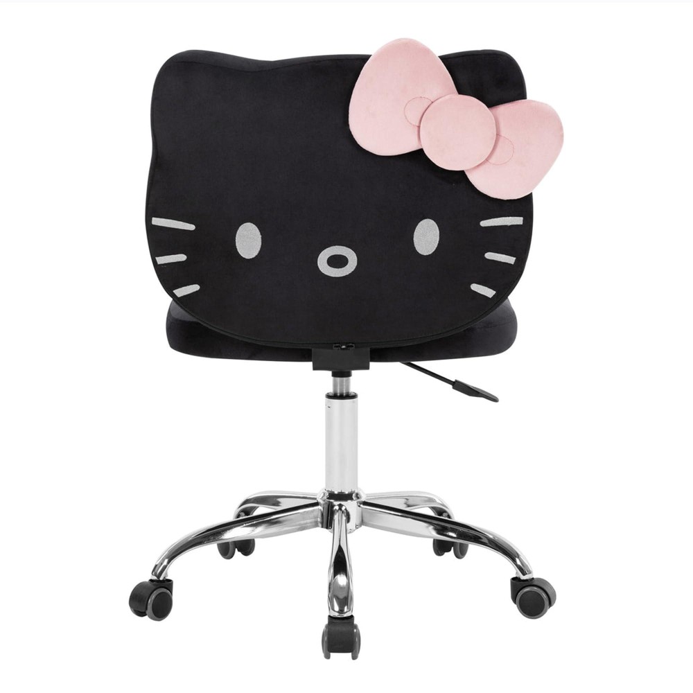 Impressions Vanity Hello Kitty Kawaii Swivel Vanity Chair For Makeup Room Adjustable Height Cute Desk Chair With Wheels Rolling