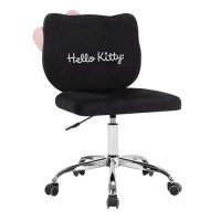 Impressions Vanity Hello Kitty Kawaii Swivel Vanity Chair For Makeup Room Adjustable Height Cute Desk Chair With Wheels Rolling