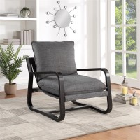 Comfort Point Sling Chair Upholstered In Charcoal Gray Fabric With Metal Frame