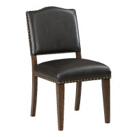 Comfort Pointe Denver Brown Faux Leather Dining Chair With Nail Heads - Set Of 2