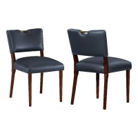 Comfort Pointe Bonito Midnight Blue Faux Leather Dining Chair - Set Of 2