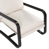 Comfort Pointe Sling Chair Upholstered In Oatmeal White Fabric With Metal Frame