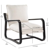 Comfort Pointe Sling Chair Upholstered In Oatmeal White Fabric With Metal Frame