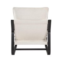 Comfort Pointe Sling Chair Upholstered In Oatmeal White Fabric With Metal Frame