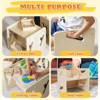 Puecrof 3 Sets Montessori Weaning Table And Chair Solid Wooded Toddler Table And Chair Set Kids Montessori Furniture