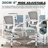 Felixking Drafting Chair Ergonomic Tall Office Chair Breathable Mesh Chair With Adjustable Footrest Ring Lumbar Support Flipup