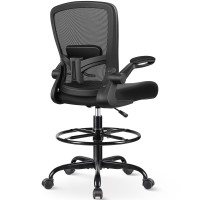 Felixking Drafting Chair Ergonomic Tall Office Chair Breathable Mesh Chair With Adjustable Footrest Ring Lumbar Support Flipup