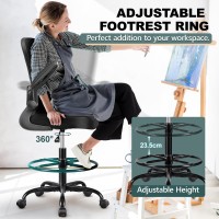 Felixking Drafting Chair Ergonomic Tall Office Chair Breathable Mesh Chair With Adjustable Footrest Ring Lumbar Support Flipup