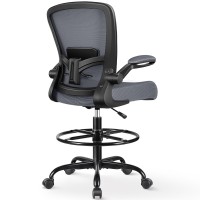 Felixking Drafting Chair Ergonomic Tall Office Chair Breathable Mesh Chair With Adjustable Footrest Ring Lumbar Support Flipup