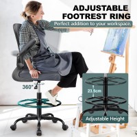 Felixking Drafting Chair Ergonomic Tall Office Chair Breathable Mesh Chair With Adjustable Footrest Ring Lumbar Support Flipup