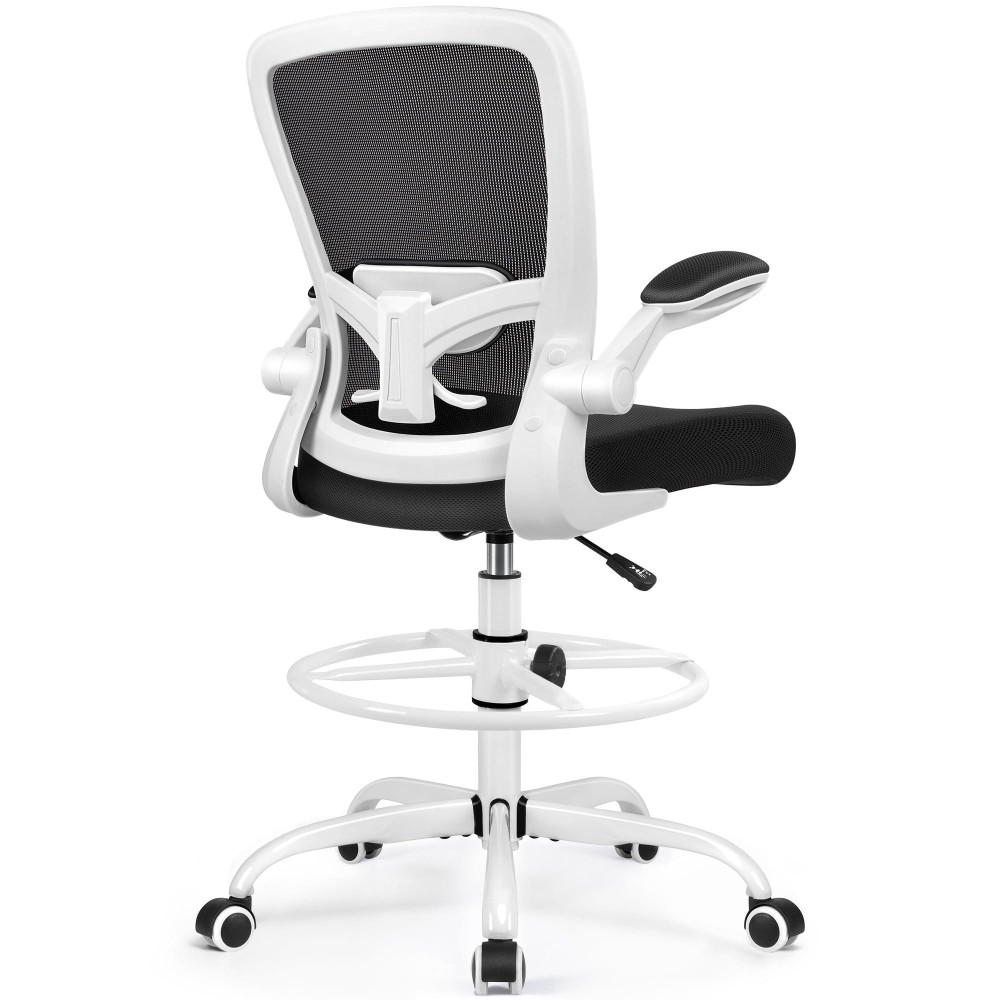 Felixking Drafting Chair Ergonomic Tall Office Chair Breathable Mesh Chair With Adjustable Footrest Ring Lumbar Support Flipup