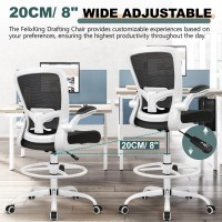 Felixking Drafting Chair Ergonomic Tall Office Chair Breathable Mesh Chair With Adjustable Footrest Ring Lumbar Support Flipup