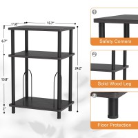 Apicizon Small Narrow Side Table 3Tier Skinny End Table For Small Spaces Slim Nightstand With Storage Shelf Bedside Table Fo