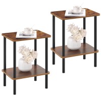 Apicizon 2 Tier End Table Set Of 2 Boho Side Table With Storage Shelf Nightstand Bedside Table For Small Spaces Bedroom Livi