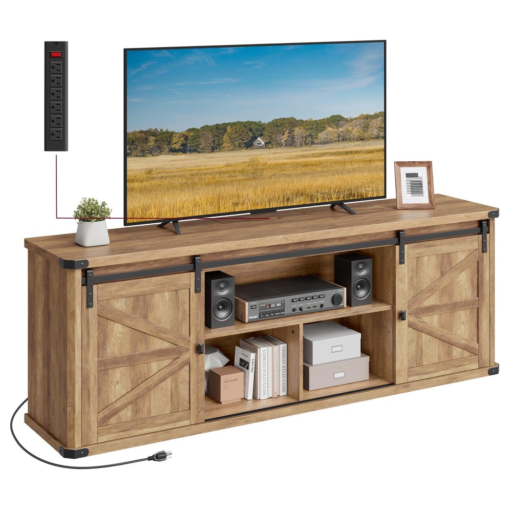 Vasagle Tv Stand For Tvs Up To 75 Inches Farmhouse Entertainment Center With Sliding Barn Doors Tv Console Table For Living Ro