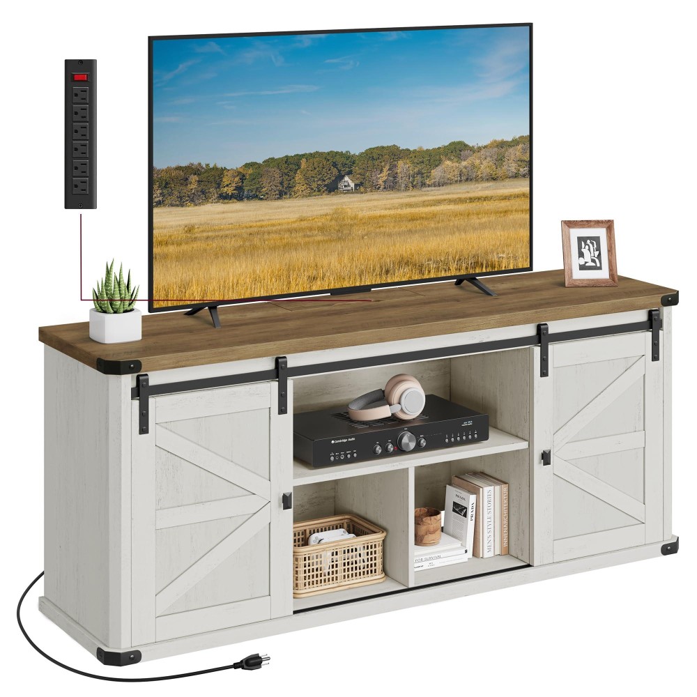 Vasagle Tv Stand For Tvs Up To 65 Inches Farmhouse Entertainment Center With Sliding Barn Doors Tv Console Table For Living Ro