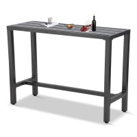 Sumshadow Outdoor Bar Table Patio Console Pub Height Table With Powder Coated Steel Frame Weather Resistant Waterproof Top For