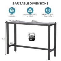 Sumshadow Outdoor Bar Table Patio Console Pub Height Table With Powder Coated Steel Frame Weather Resistant Waterproof Top For