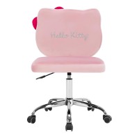 Impressions Vanity Hello Kitty Kawaii Swivel Vanity Chair For Makeup Room Adjustable Height Cute Desk Chair With Wheels Rolling