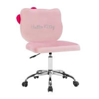 Impressions Vanity Hello Kitty Kawaii Swivel Vanity Chair For Makeup Room Adjustable Height Cute Desk Chair With Wheels Rolling