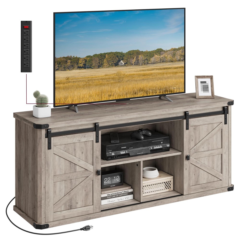 Vasagle Tv Stand For Tvs Up To 65 Inches Farmhouse Entertainment Center With Sliding Barn Doors Tv Console Table For Living Ro