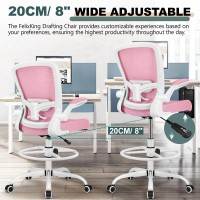 Felixking Drafting Chair Ergonomic Tall Office Chair Breathable Mesh Chair With Adjustable Footrest Ring Lumbar Support Flipup