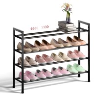 Bumusty 4Tier Expandable Shoe Rack For Closet 1833 Adjustable Shoe Rack For Small Space Small Shoe Organizer For Front Do