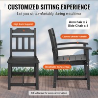 Vevor 7 Pieces Patio Dining Set, Outdoor Rectangle Furniture Table And Chairs Set, All Weather Garden Furniture Table Sets, Hips Patio Conversation Set, For Lawn, Deck, Backyard, Poolside, Black