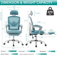 Dumos Home Office Desk Chair With Footrest Highback Mesh Rolling Swivel Reclining Chairs With Wheels Comfortable Headrest Lu