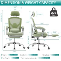 Dumos Home Office Desk Chair With Footrest Highback Mesh Rolling Swivel Reclining Chairs With Wheels Comfortable Headrest Lu