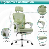 Dumos Home Office Desk Chair With Footrest Highback Mesh Rolling Swivel Reclining Chairs With Wheels Comfortable Headrest Lu