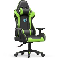 Bigzzia Gaming Chair Ergonomic Office Chair Adjustable Height Swivel Desk Chair Reclining Computer Chair Racing Style Leather Video Gamer Chair With Lumbar And Headrest Support (Black/Green)