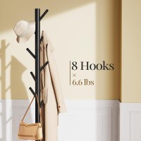 Pipishell Sturdy Wooden Coat Stand 3 Adjustable Sizes Coat Tree With 8 Hooks Coat Stands For Hallway Entryway Hat Stand For C