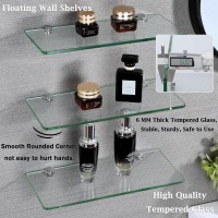 Sayayo Floating Shelves For Wall Tempered Glass Shelves For Bathroom Living Room Bedroom Office Toilet Kitchen Decor 12In