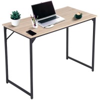 Computer Desk 47 Inch, Home Office Desk Writing Study Table Modern Simple Style Pc Desk With Black Metal Frame,Nature
