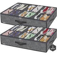 Friday Monkey Large Shoe Organizer Under Bed Set Of 2 Fit 1212 Pairs Sturdy Underbed Shoe Storage Box Bin With Strong Zipper