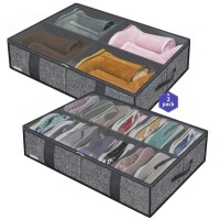 Friday Monkey Large Under Bed Boots Shoes Storage Organizer Set Of 2 144 Pairs Heavy Duty Closet Foldable Fabric Shoe Contai