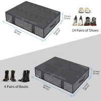 Friday Monkey Large Under Bed Boots Shoes Storage Organizer Set Of 2 144 Pairs Heavy Duty Closet Foldable Fabric Shoe Contai