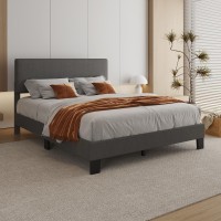 Lifezone Full Bed Frame With Headboard Linen Upholstered Platform Bed Frame With Adjustable Headboard No Box Spring Needed Heav