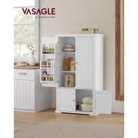Vasagle Pantry Cabinet, 53.5-Inch High Freestanding Tall Cupboard Storage Cabinet, 2 Cabinets, 2 Adjustable Shelves, 6 Door Shelves, For Living Room, Kitchen, White Ubbc671W01