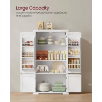 Vasagle Pantry Cabinet, 53.5-Inch High Freestanding Tall Cupboard Storage Cabinet, 2 Cabinets, 2 Adjustable Shelves, 6 Door Shelves, For Living Room, Kitchen, White Ubbc671W01