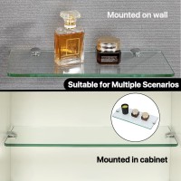 Sayayo Floating Shelves For Wall Tempered Glass Shelves For Bathroom Living Room Bedroom Office Toilet Kitchen Decor 12In