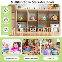 Thyle 6 Pcs Classroom Stools Round Upholstered Wood Stool Backless Stackable Stools For Classroom Wooden Stacking Portable Stool Bentwood Seat For Kitchen Garden Class Room Home (Many Color)