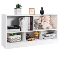 Silkydry 5 Cube Bookcase, 2-Tier Open Storage Cabinet, Horizontal Bookshelf For Organizer, Wooden Display Book Shelves For Home Office, Classroom (White, 5 Cubes)