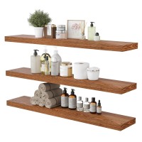 Bameos Floating Shelves American Oak Wall Mounted Wooden Shelves With Invisible Brackets Set Of 3 Hanging Wall Shelves Decorat