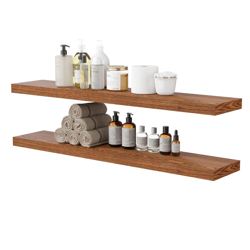 Bameos Floating Shelves 40 In W X 8In D Wall Mounted Wooden Shelves With Invisible Brackets Set Of 2 Hanging Wall Shelves Decor