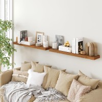 Bameos Floating Shelves American Oak Wall Mounted Wooden Shelves With Invisible Brackets Set Of 2 Hanging Wall Shelves Decorat